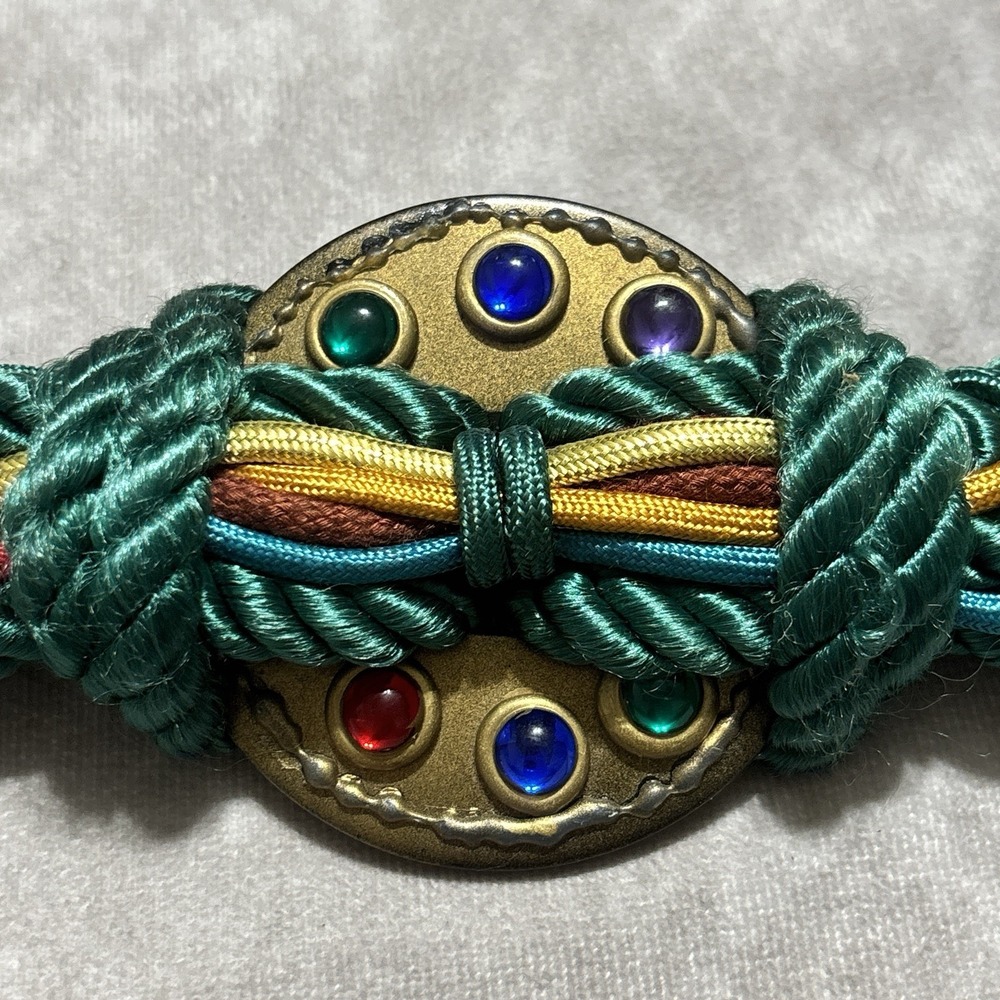 Rhea Belt 80s Braided Cord Rope Stretch Knot Waist With Center Embellishment